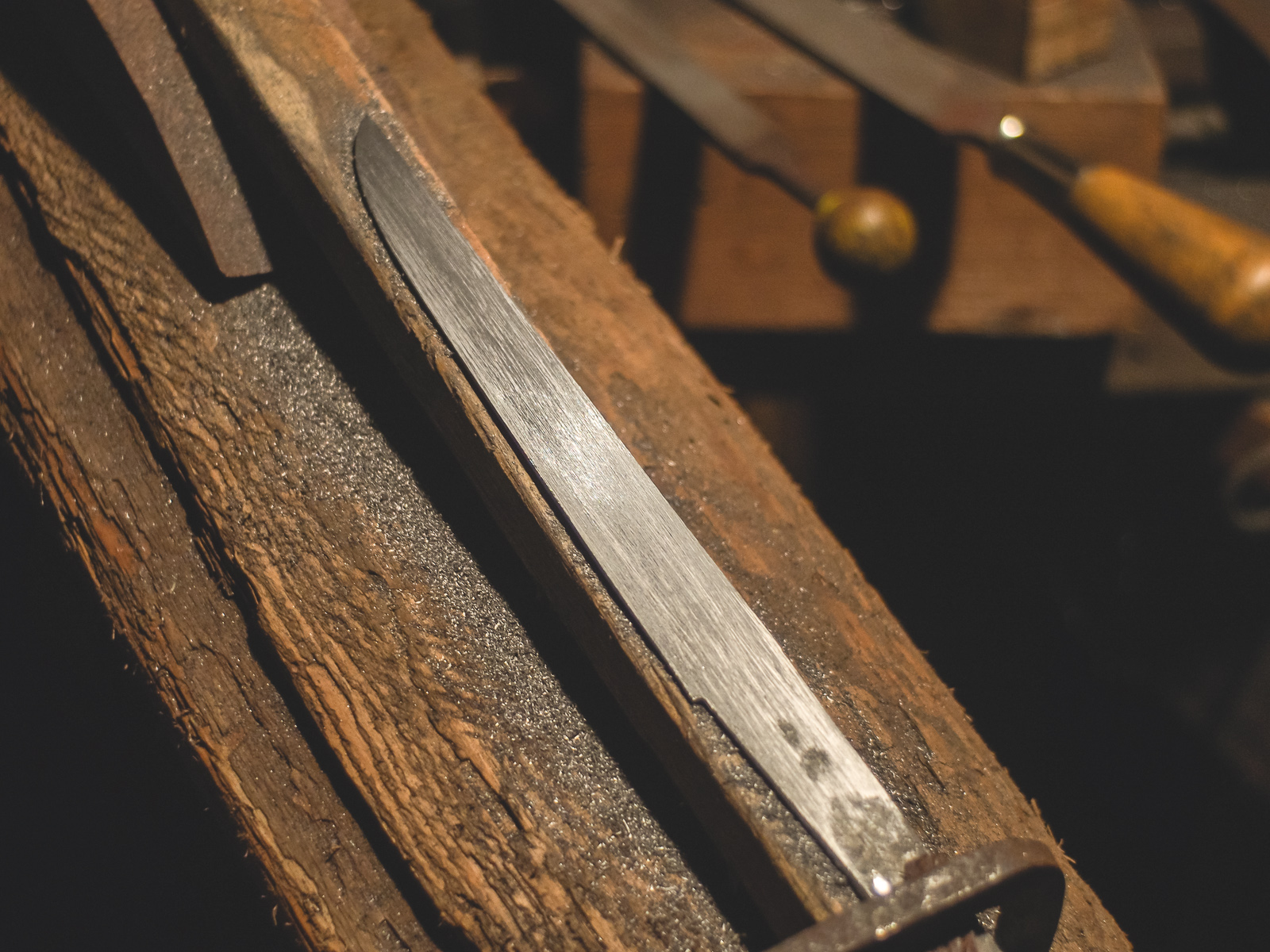 Island Blacksmith: Hand forged yoroidoshi tanto in shirasaya, made from reclaimed and natural materials using traditional techniques