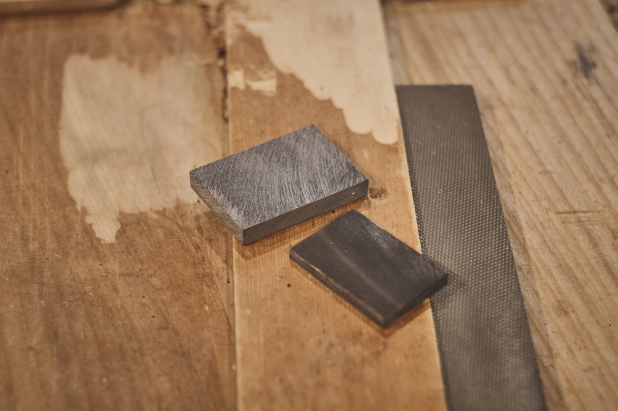 Tools for Satoyama Mountain Tanto, hand crafted on Vancouver Island. Island Blacksmith: Charcoal forged knives from reclaimed steel.