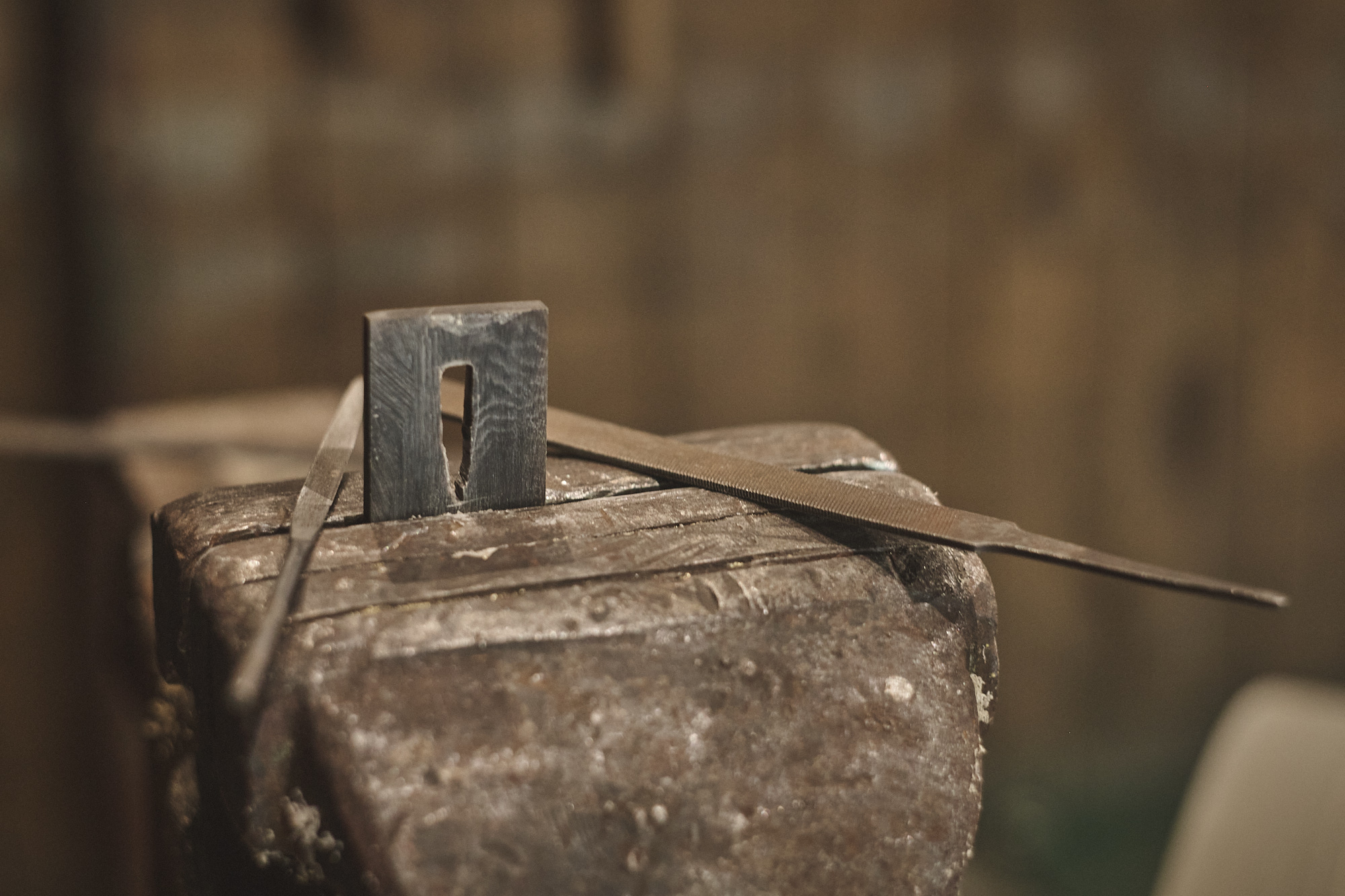 Tools for Satoyama Mountain Tanto, hand crafted on Vancouver Island. Island Blacksmith: Charcoal forged knives from reclaimed steel.