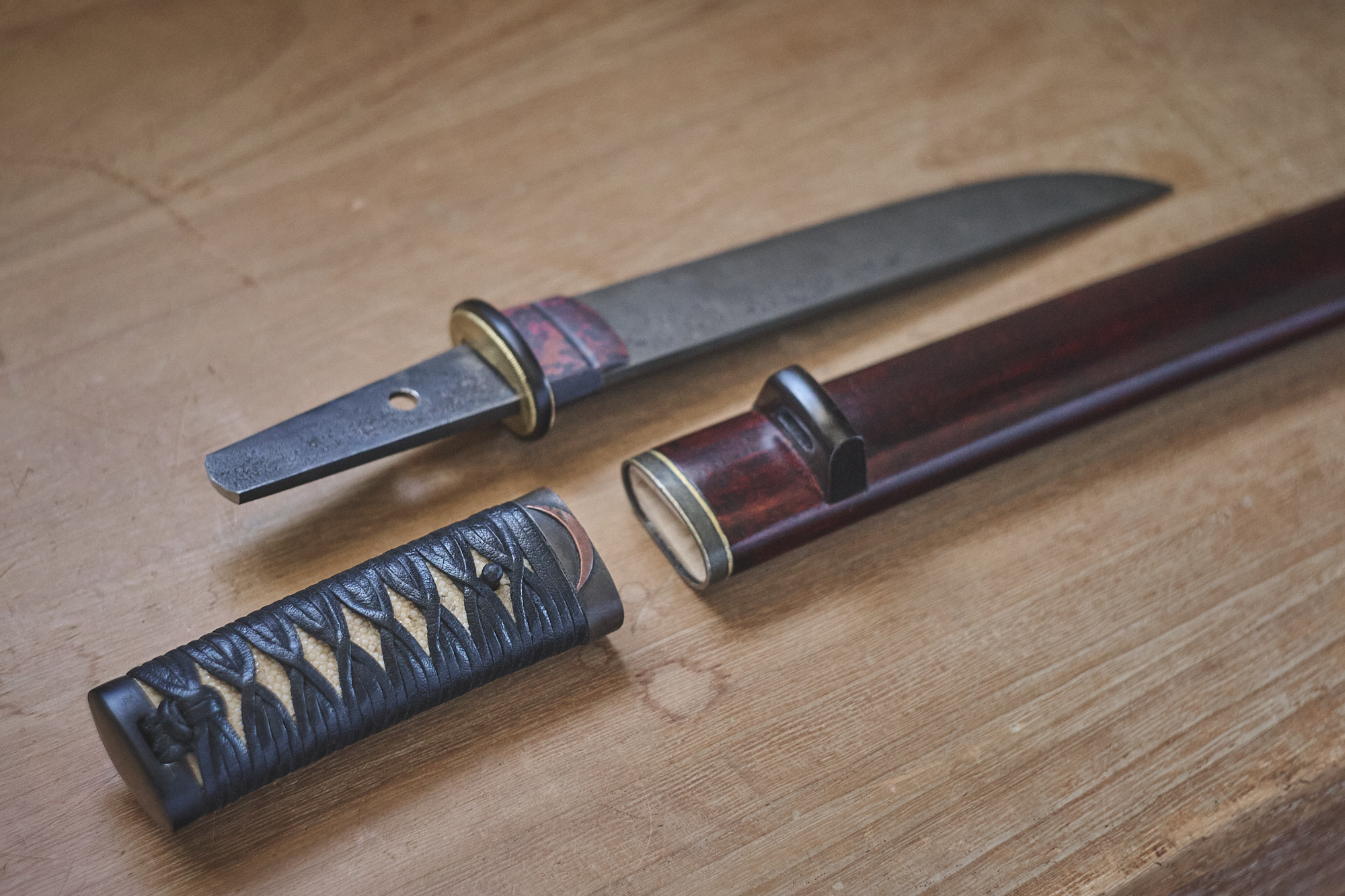 Tools for Satoyama Mountain Tanto, hand crafted on Vancouver Island. Island Blacksmith: Charcoal forged knives from reclaimed steel.