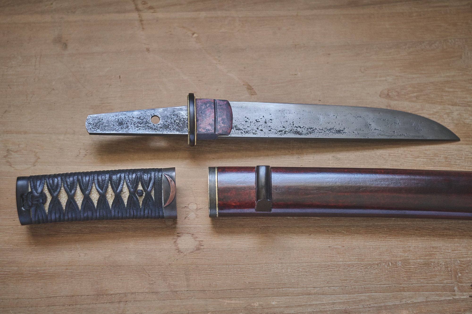 Tools for Satoyama Mountain Tanto, hand crafted on Vancouver Island. Island Blacksmith: Charcoal forged knives from reclaimed steel.