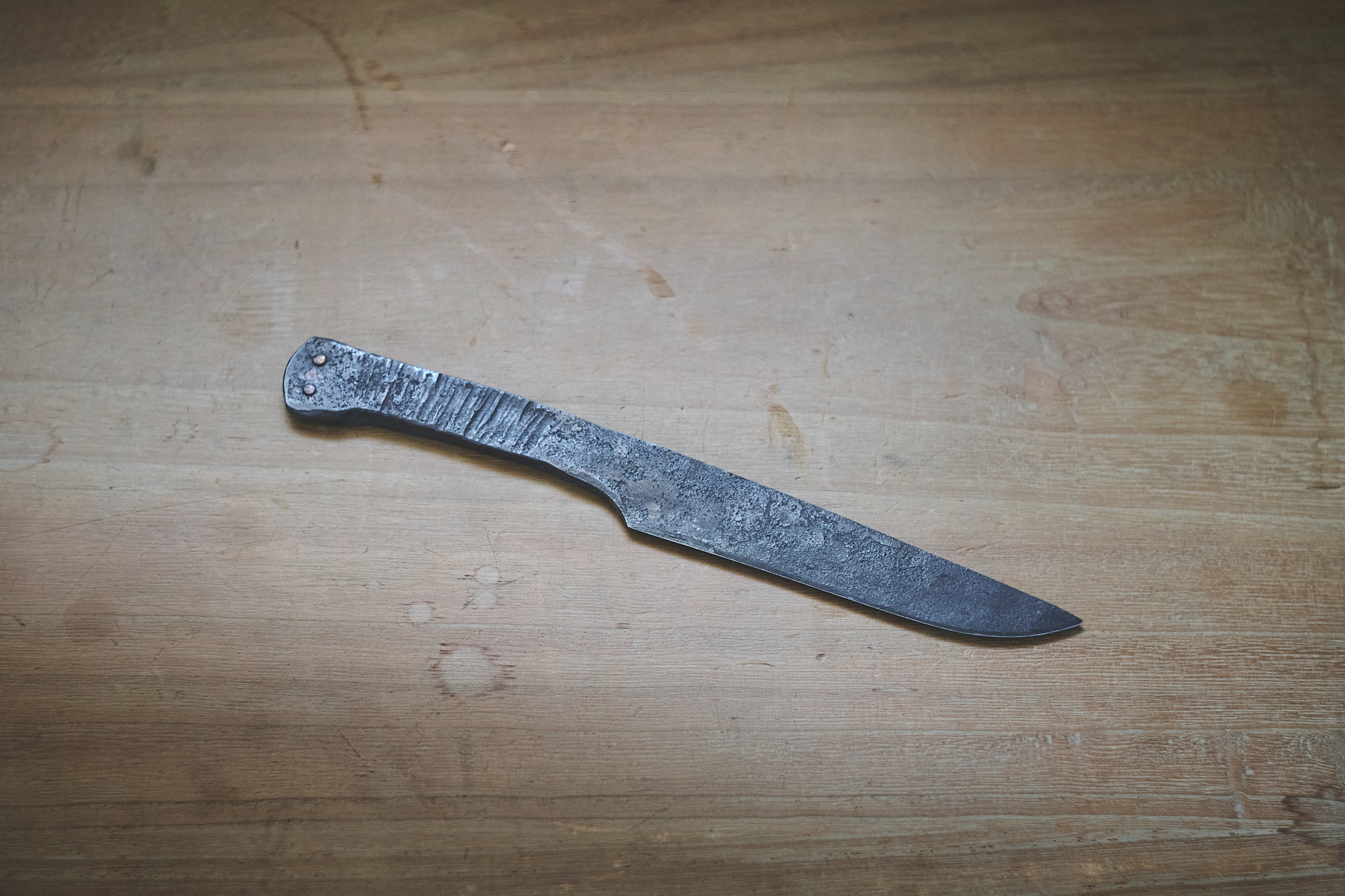 Island Blacksmith: Handmade knives: Reclaimed steel from the sea.