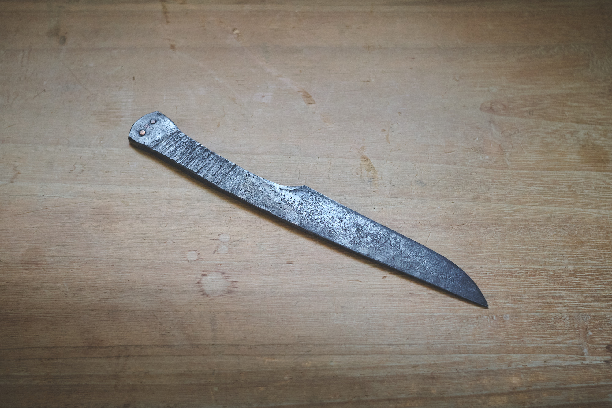 Island Blacksmith: Handmade knives: Reclaimed steel from the sea.