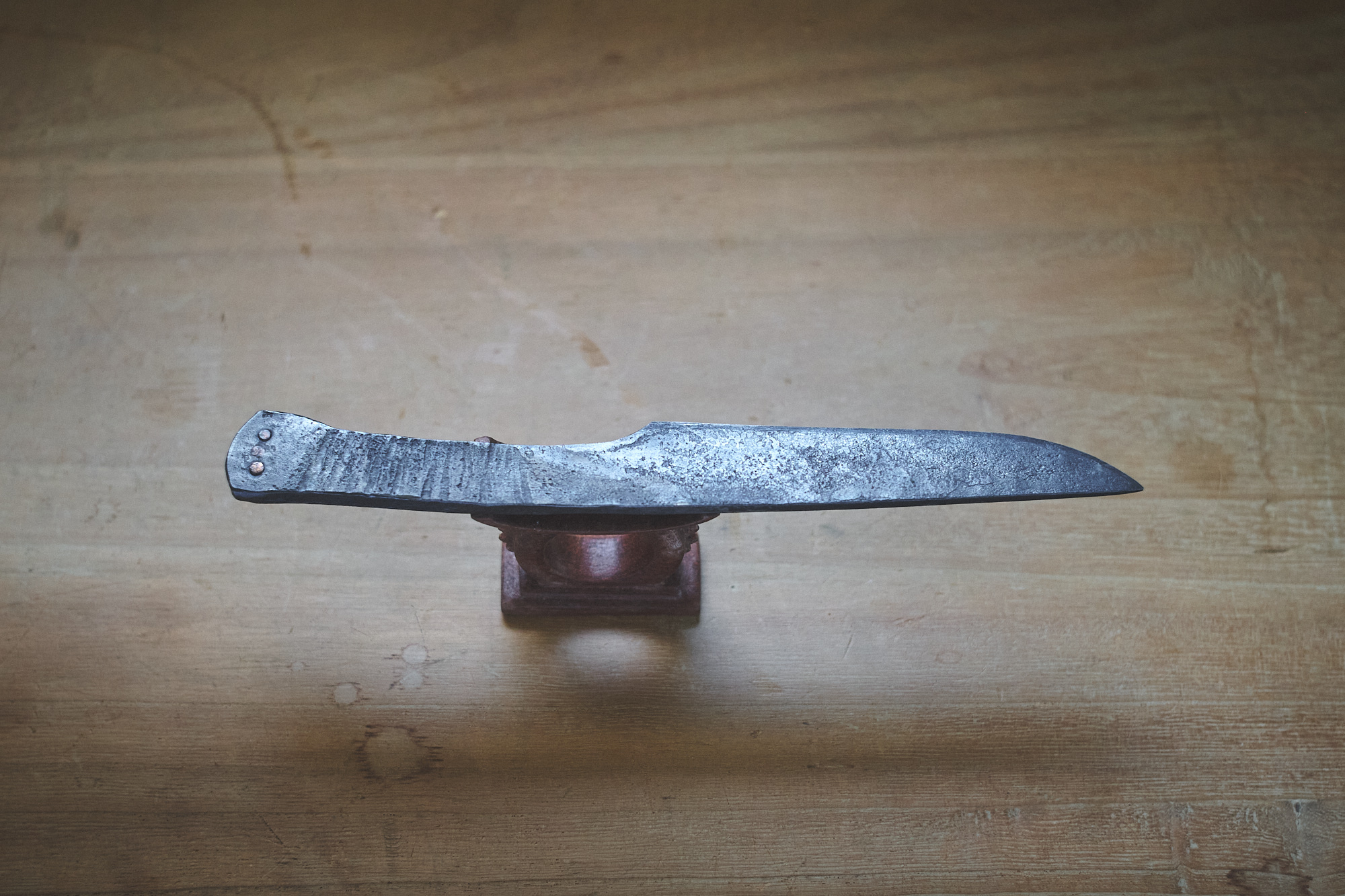 Island Blacksmith: Handmade knives: Reclaimed steel from the sea.
