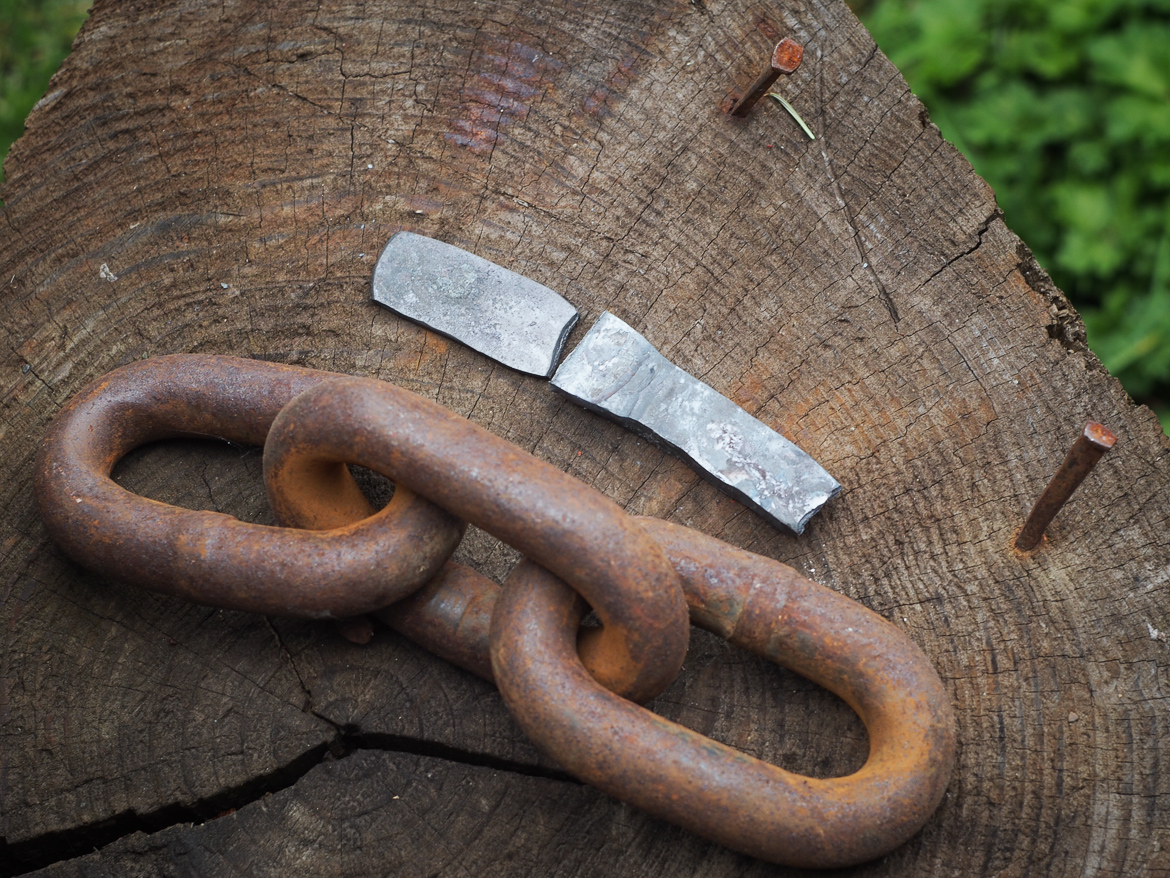 Island Blacksmith: Hand forged knives reclaimed from tools and farm equipment.