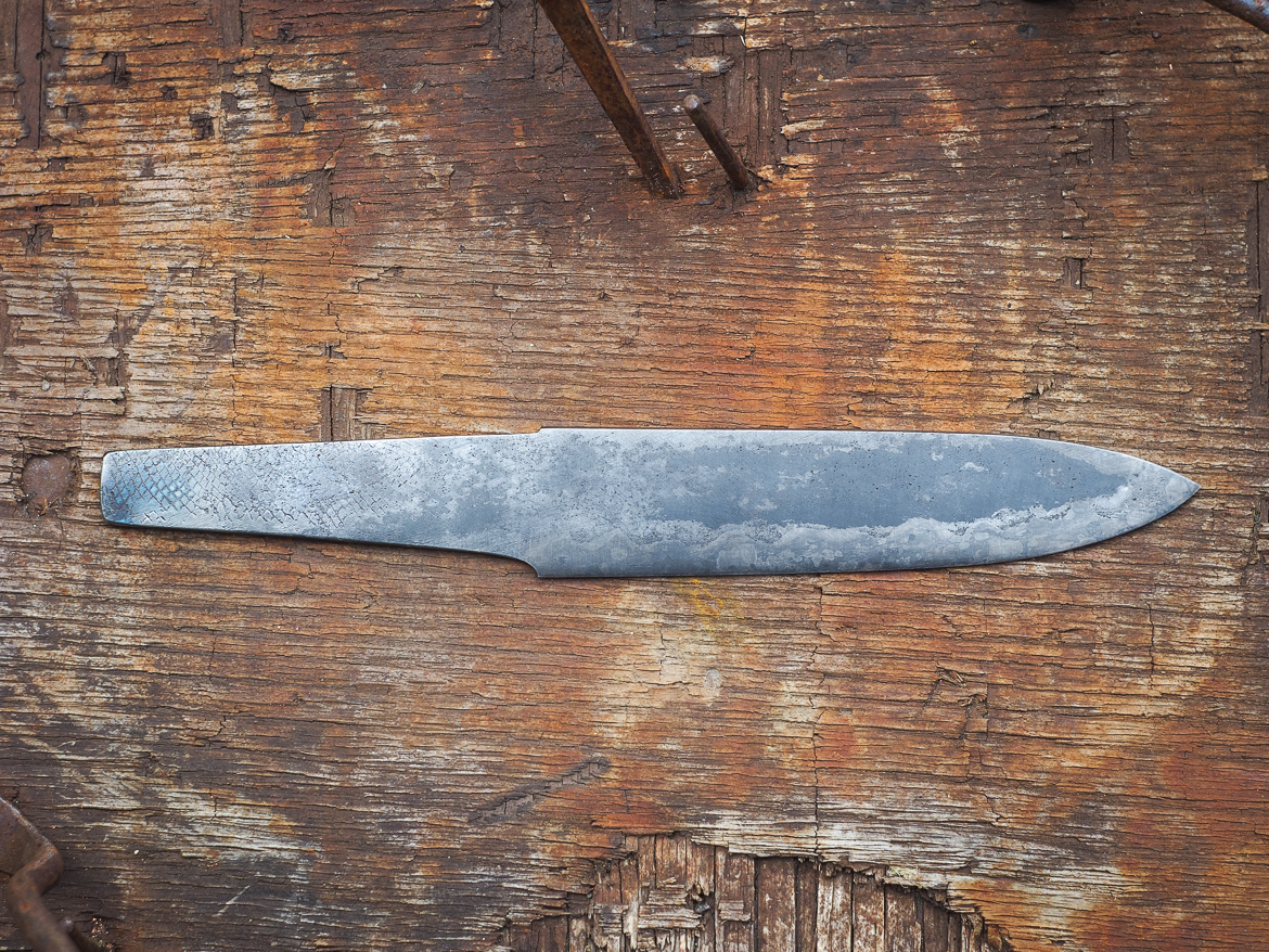 Island Blacksmith: Hand forged knives reclaimed from old tools.