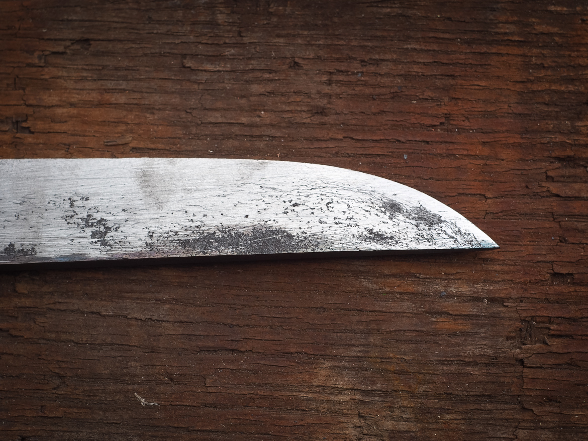 Island Blacksmith: Hand forged tanto made from reclaimed and natural materials