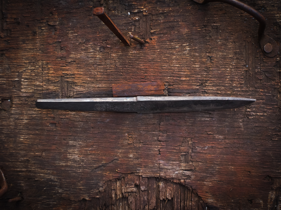 Island Blacksmith: Hand forged knives reclaimed from old files.