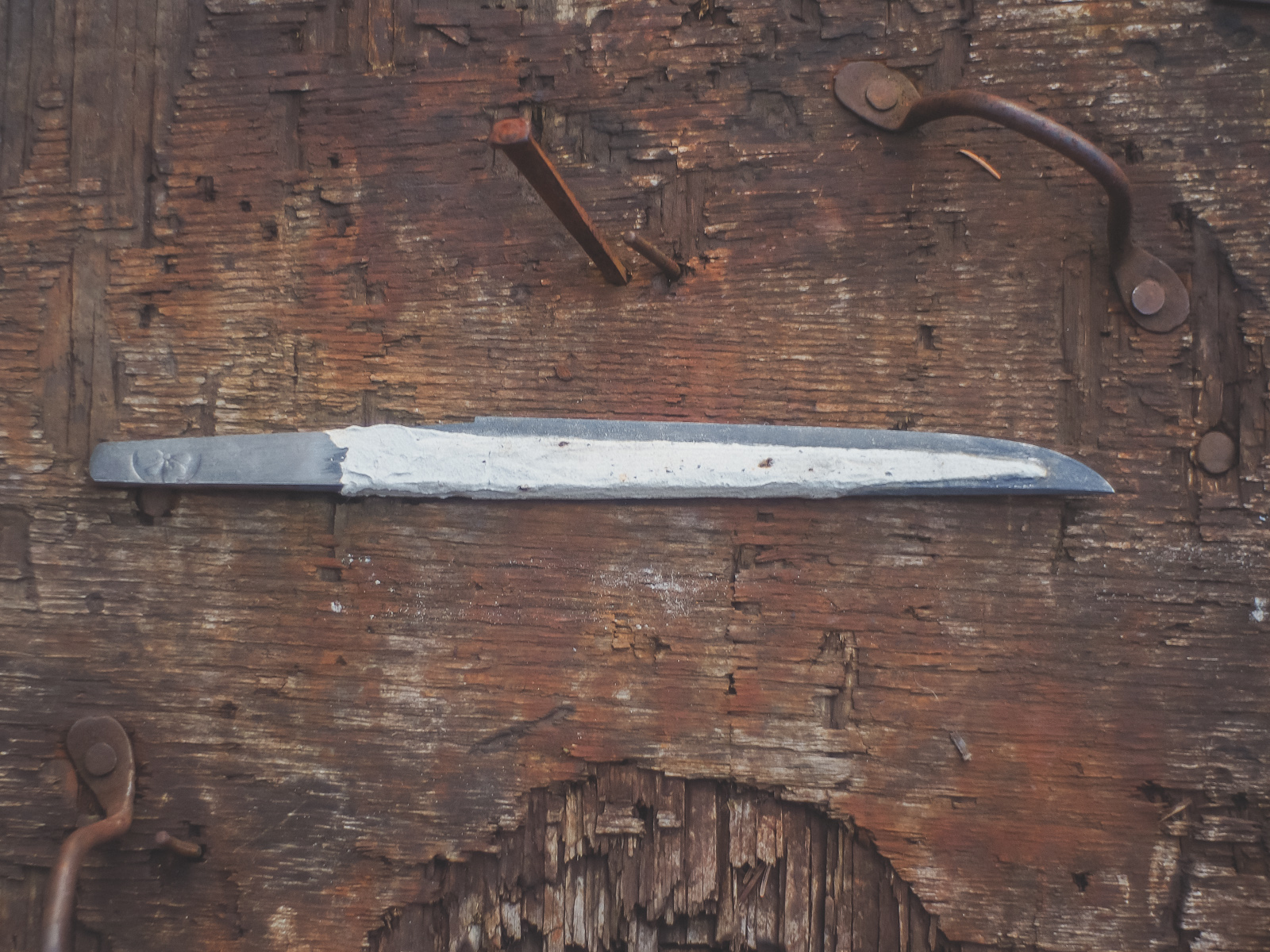 Island Blacksmith: Hand forged yoroidoshi tanto in shirasaya, made from reclaimed and natural materials using traditional techniques