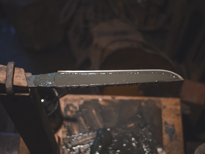 Island Blacksmith: Charcoal forged tanto, reclaimed steel.