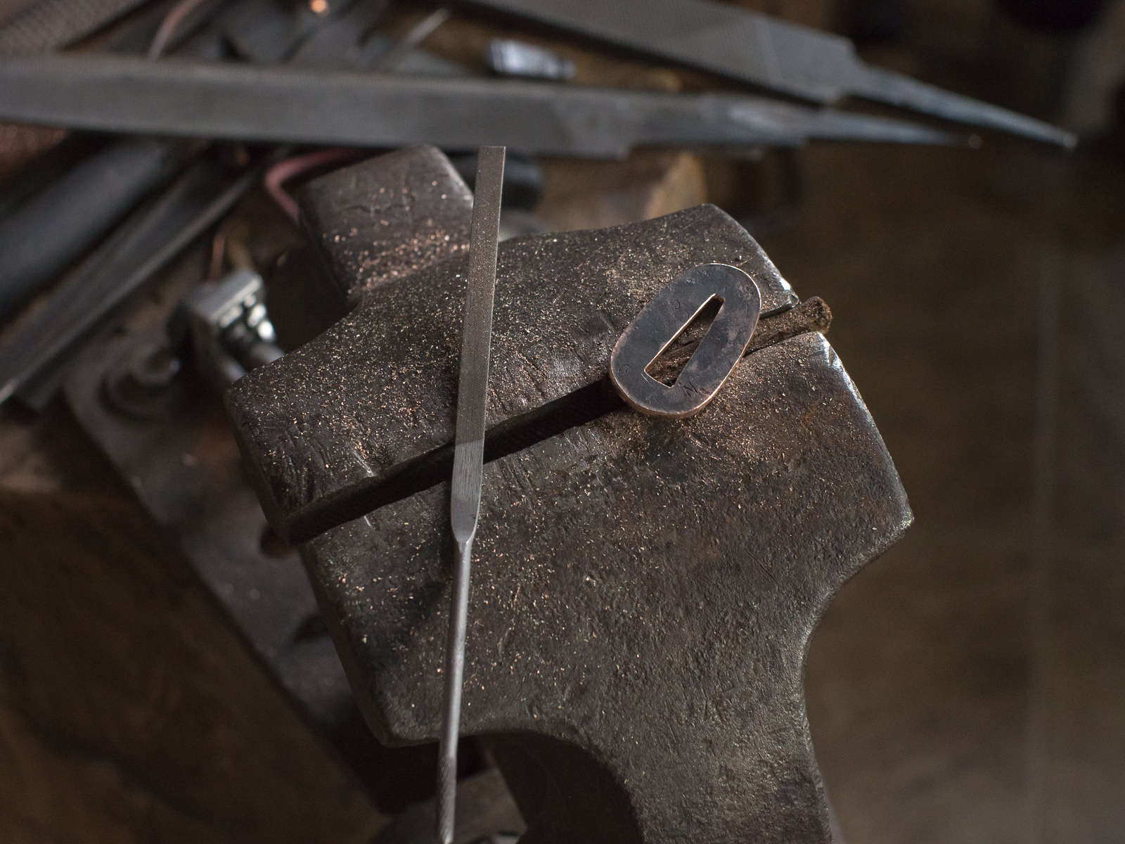 Island Blacksmith: Charcoal forged knives reclaimed from files.