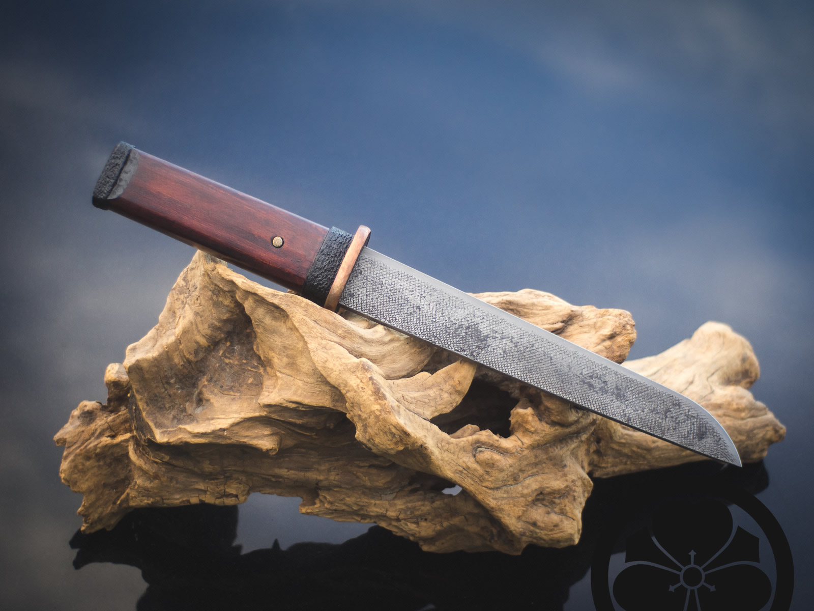 Island Blacksmith: Charcoal forged tanto reclaimed from files.